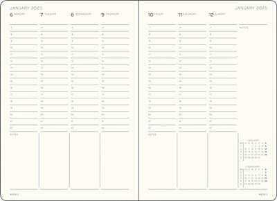 Planner 12 Mesi Settimanale Verticale Medium A5 con Copertina Rigida Apricot 2025