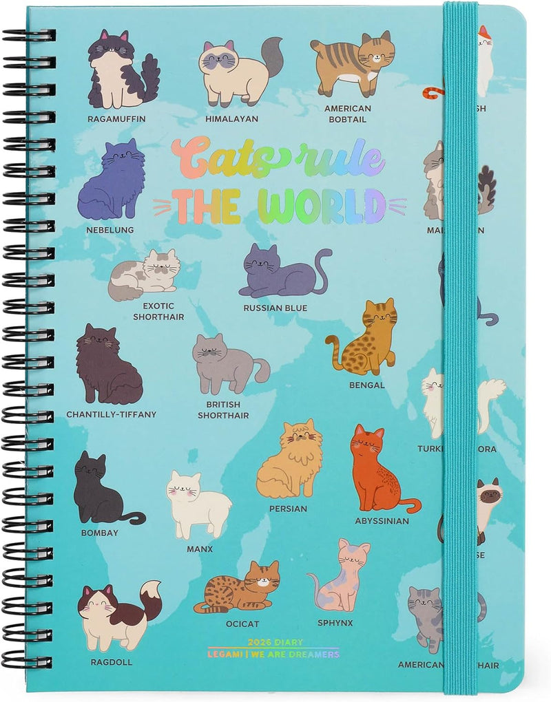 Agenda 12 Mesi Legami Settimanale Spiralata Large 2026 Kitty con Chiusura ad Elastico