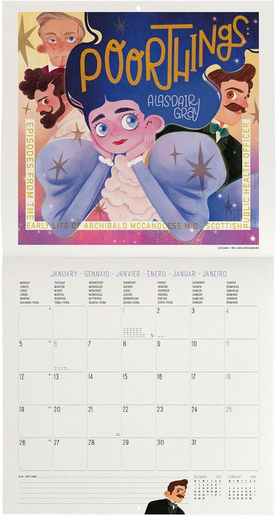 Calendario da Parete 12 Mesi Legami con Planner Annuale 2026 Book Lover's 30 x 29 cm