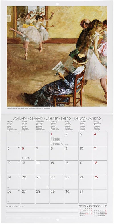 Calendario da Parete 12 Mesi Legami con Planner Annuale 2026 Impressionists 18 x 18 cm