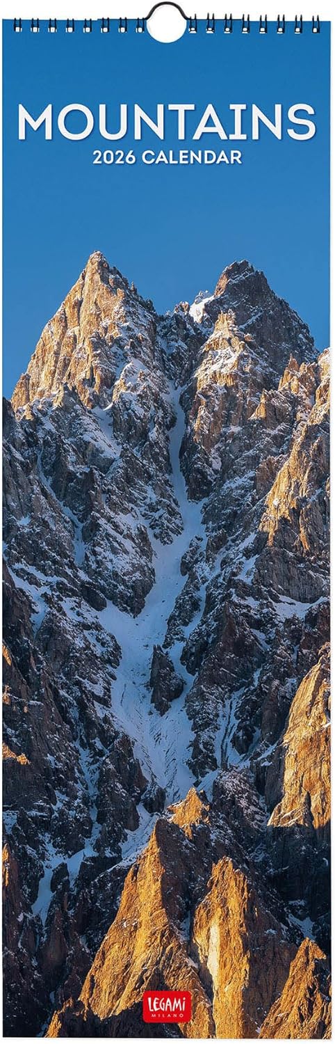Calendario da Parete 12 Mesi Legami con Planner Annuale 2026 Mountains 16 x 49 cm