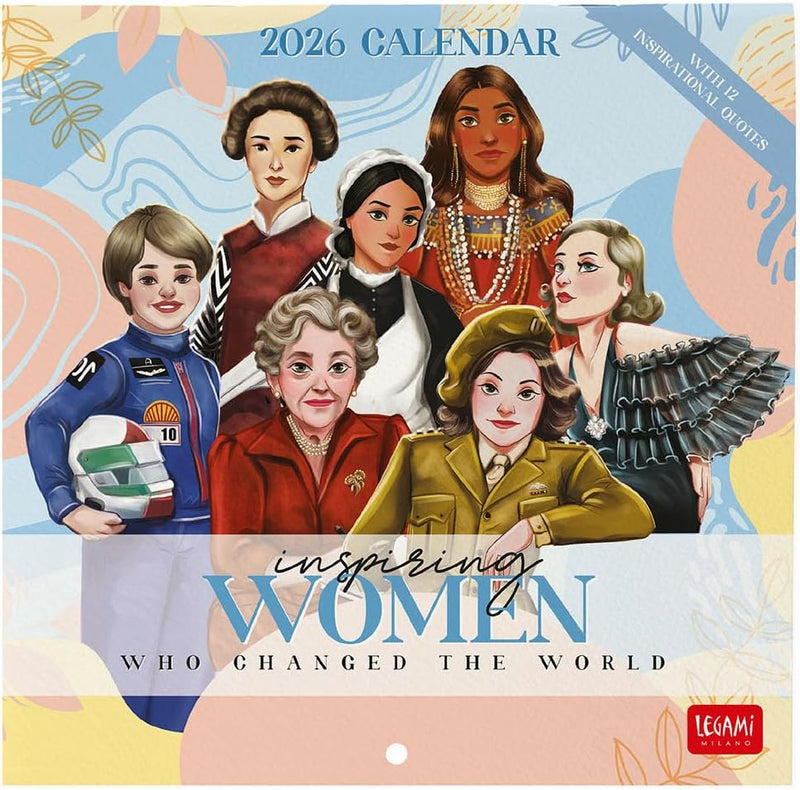 Calendario da Parete 12 Mesi Legami con Planner Annuale 2026 Inspiring Women 18 x 18 cm