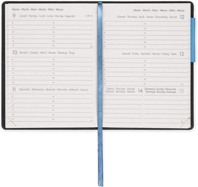 Agenda 12 Mesi Legami Settimanale Mini con Rubrica 2026 Retro Blue con Chiusura ad Elastico