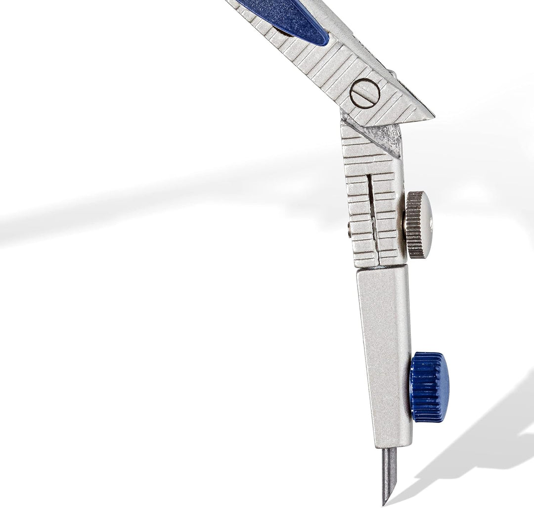 Set Compasso Di Precisione Con Astuccio – Blu E Argento, Con Mine E Ricambi, Per Scuola E Disegno Tecnico