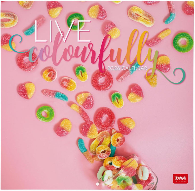 Calendario da Parete 12 Mesi Legami con Planner Annuale 2026 Live Colourfully 30 x 29 cm
