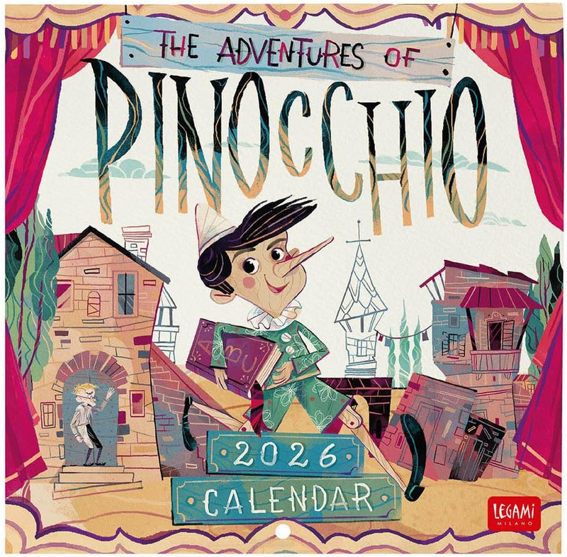 Calendario da Parete 12 Mesi Legami con Planner Annuale 2026 Pinocchio 18 x 18 cm