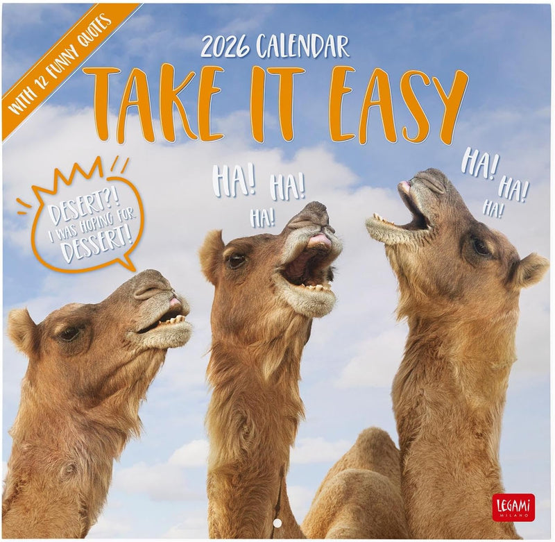 Calendario da Parete 12 Mesi Legami con Planner Annuale 2026 Take it Easy 30 x 29 cm