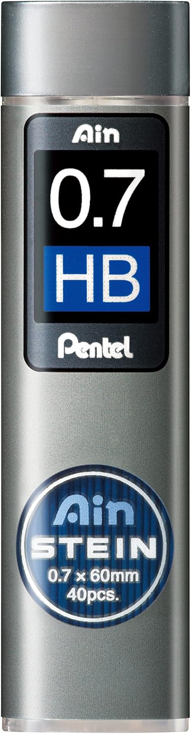 Mine in Grafite Nere Pentel Stein B da 0,7 mm con Astuccio - 40 pezzi