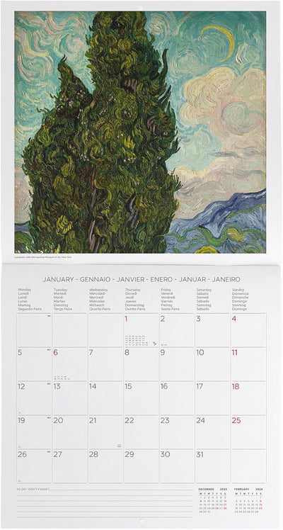 Calendario da Parete 12 Mesi Legami con Planner Annuale 2026 Vincent Van Gogh 30 x 29 cm