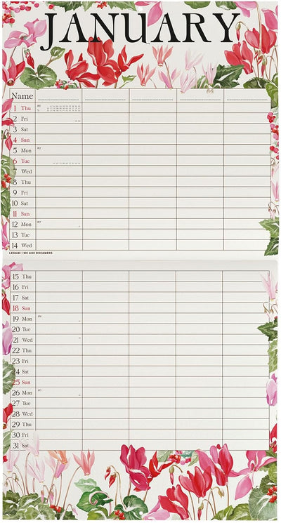 Calendario da Parete 12 Mesi Legami con Planner Annuale 2026 My Secret Garden 30 x 29 cm