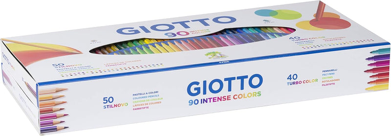 Confezione di 50 Pastelli Giotto Stilnovo + 40 Pennarelli Giotto Turbo Color - 90 pezzi