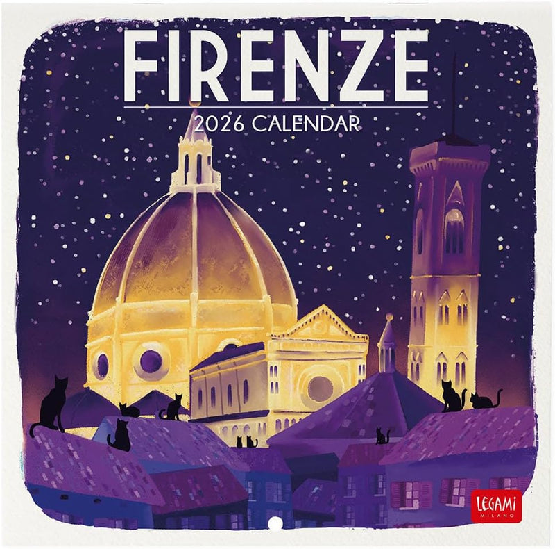 Calendario da Parete 12 Mesi Legami con Planner Annuale 2026 Firenze 18 x 18 cm