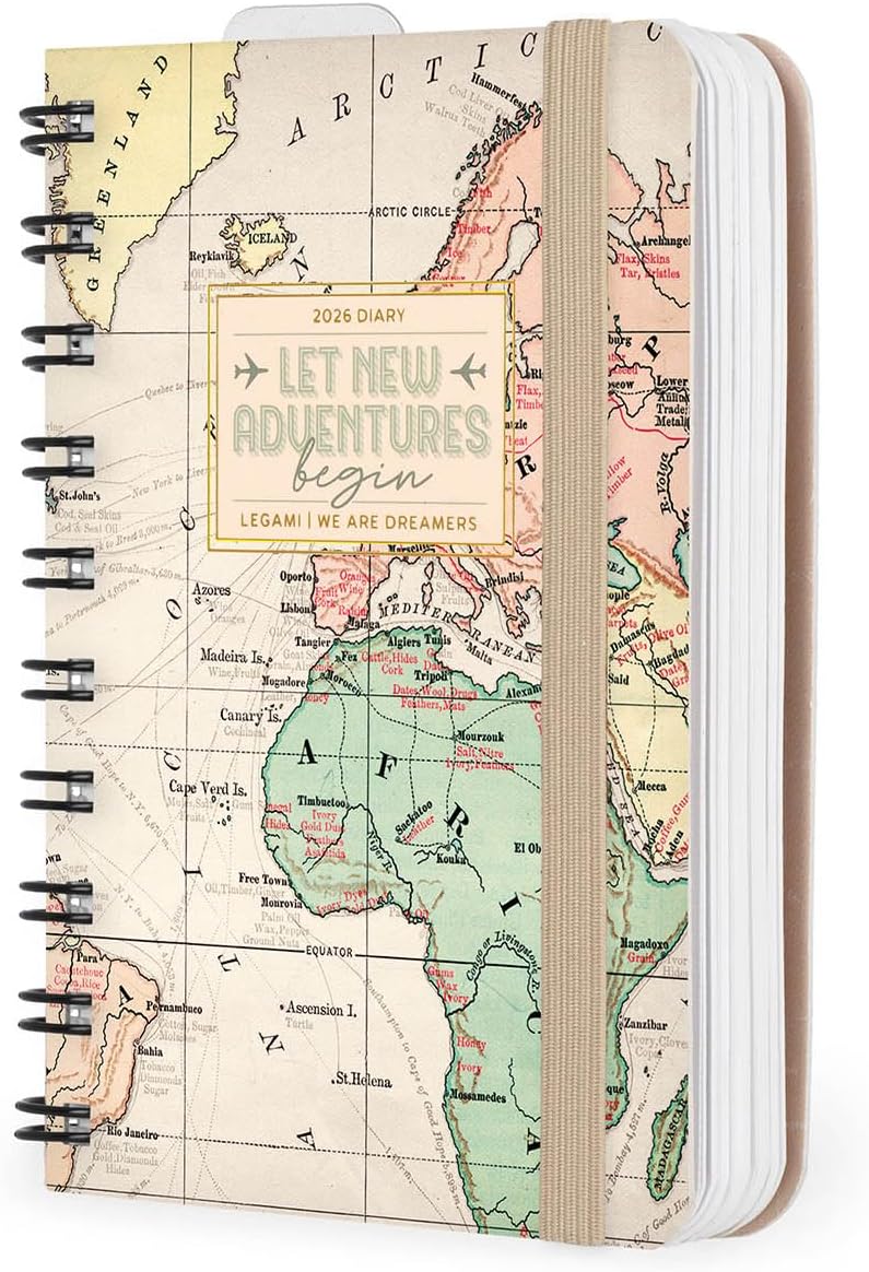 Agenda 12 Mesi Legami Giornaliera Small Spiralata 2026 Travel con Chiusura ad Elastico