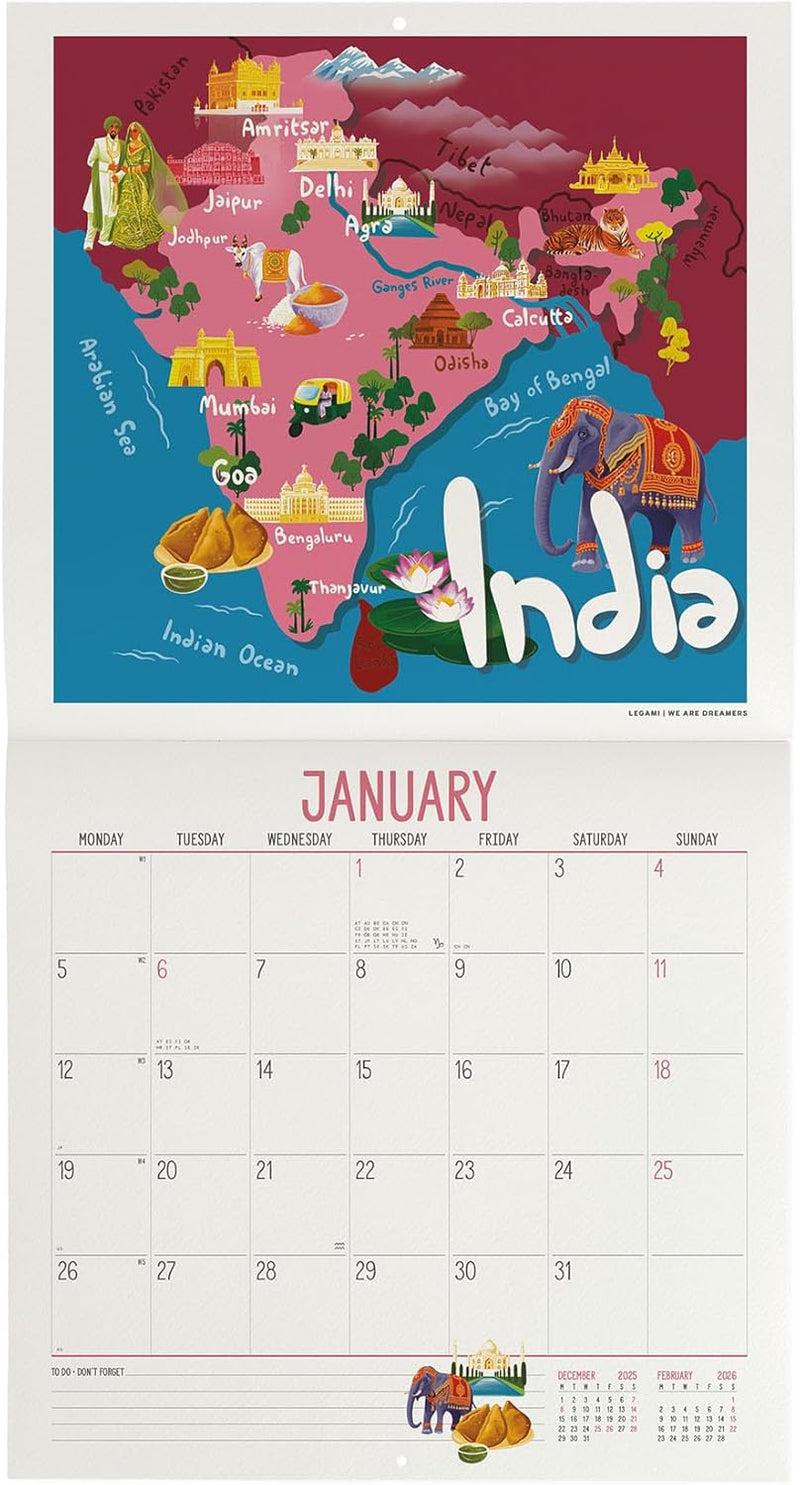 Calendario da Parete 12 Mesi Legami con Planner Annuale 2026 Let&