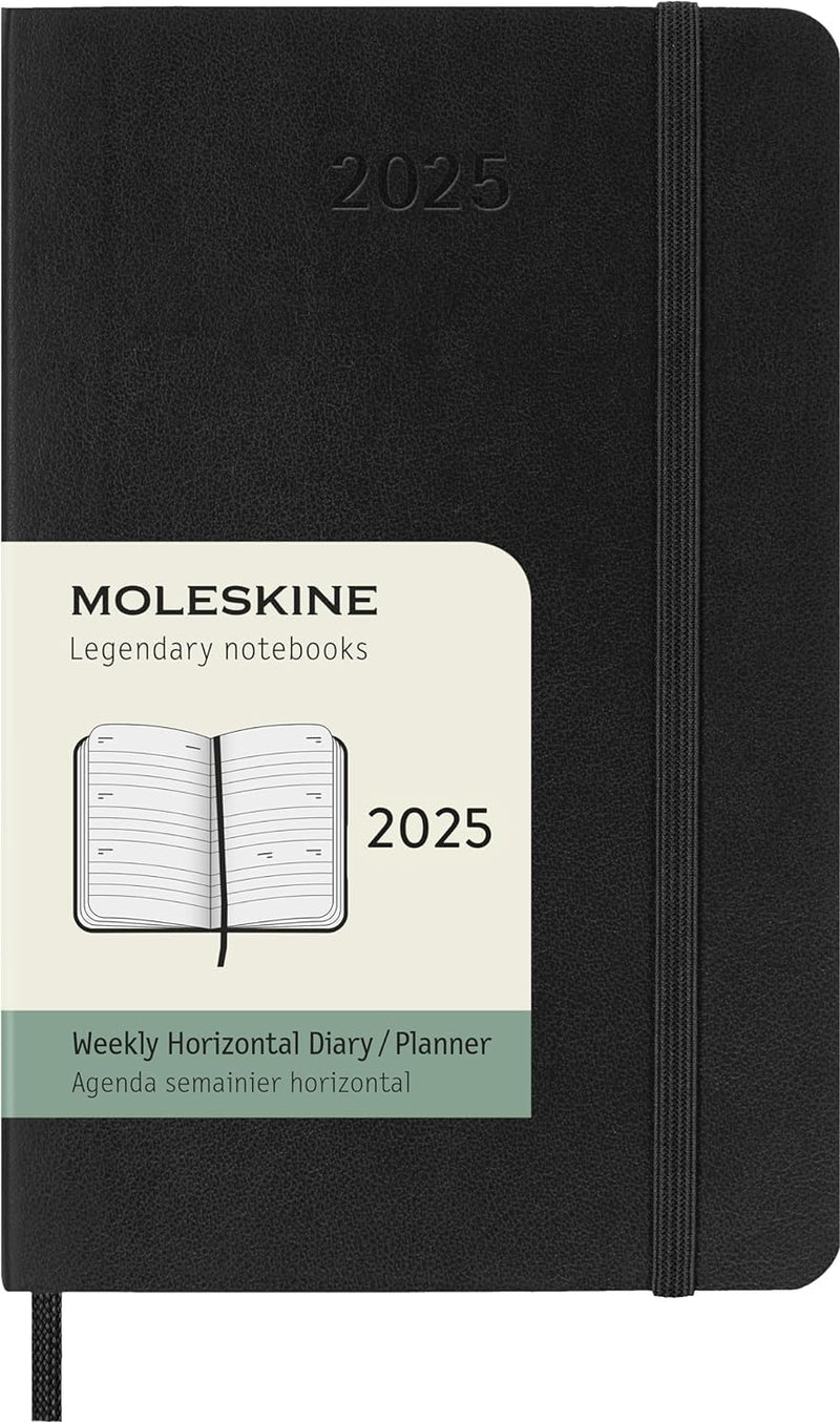 Agenda 12 Mesi Settimanale Orizzontale Pocket con Copertina Morbida Nero Moleskine 2025