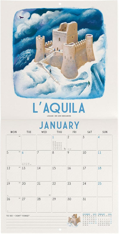 Calendario da Parete 12 Mesi Legami con Planner Annuale 2026 Italy 18 x 18 cm
