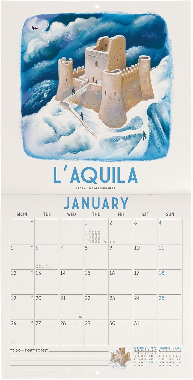 Calendario da Parete 12 Mesi Legami con Planner Annuale 2026 Italy 18 x 18 cm