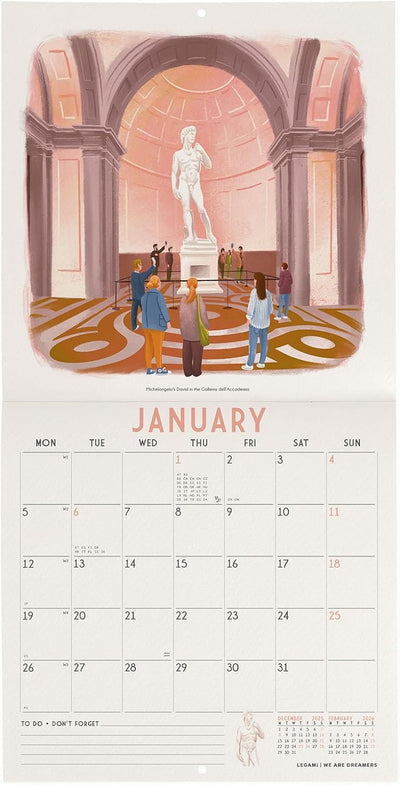 Calendario da Parete 12 Mesi Legami con Planner Annuale 2026 Firenze 18 x 18 cm
