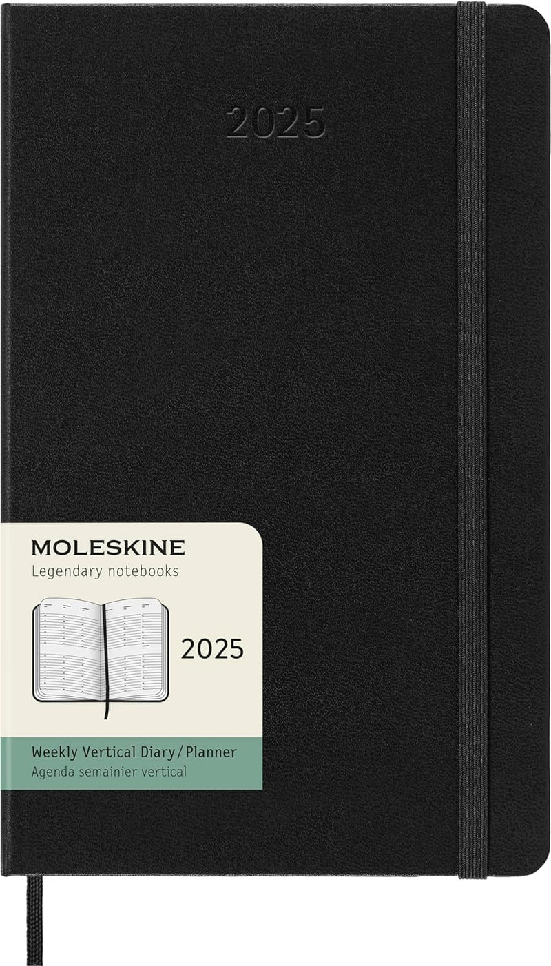 Agenda 12 Mesi Settimanale Verticale Large con Copertina Rigida Nero Moleskine 2025