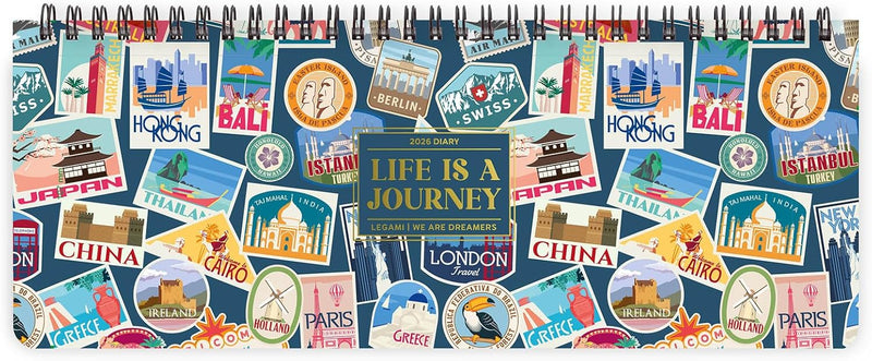 Planner da Scrivania 12 Mesi Legami Orizzontale 2026 Travel Stickers