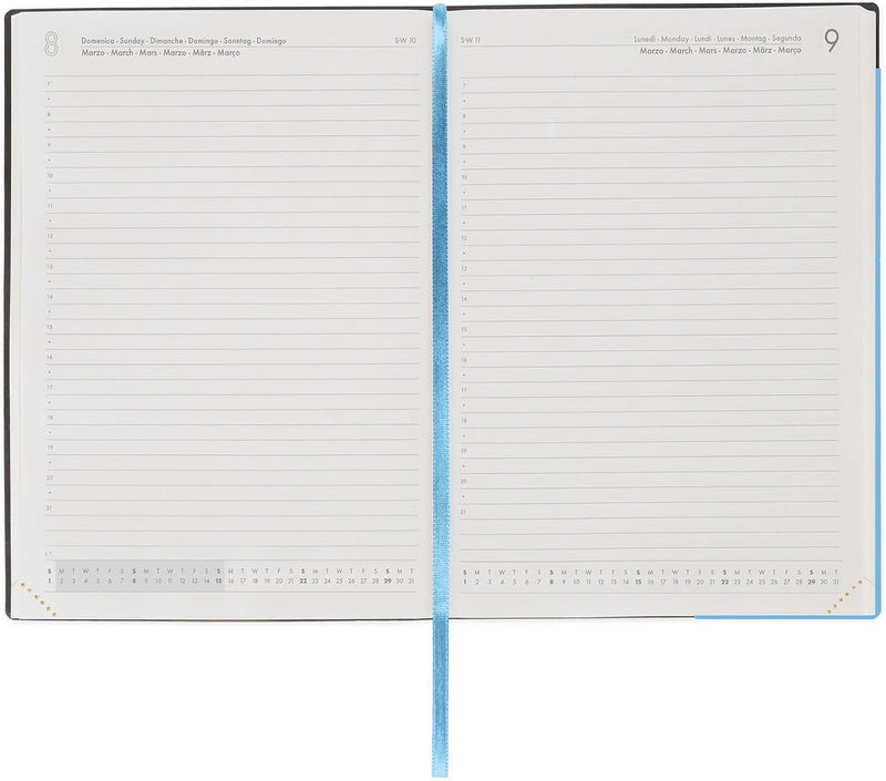 Agenda 12 Mesi Legami Giornaliera Large 2026 Retro Blue con Chiusura ad Elastico