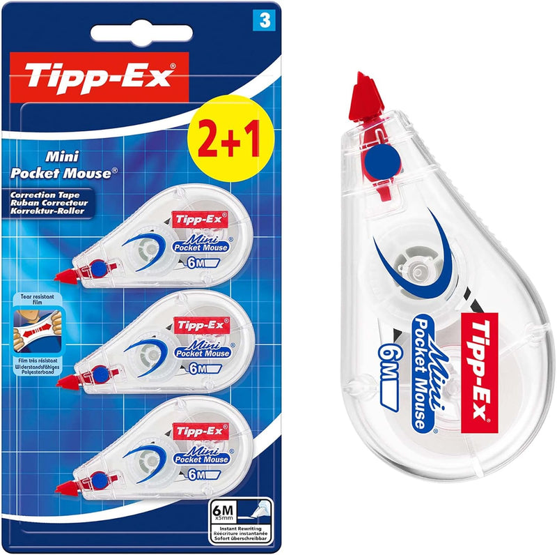 Correttore a Nastro Tipp-Ex Mini Pocket Mouse 5 mm x 6 mt - 3 pezzi (1 OMAGGIO)