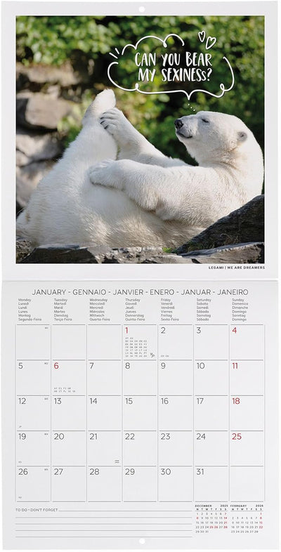 Calendario da Parete 12 Mesi Legami con Planner Annuale 2026 Take it Easy 18 x 18 cm