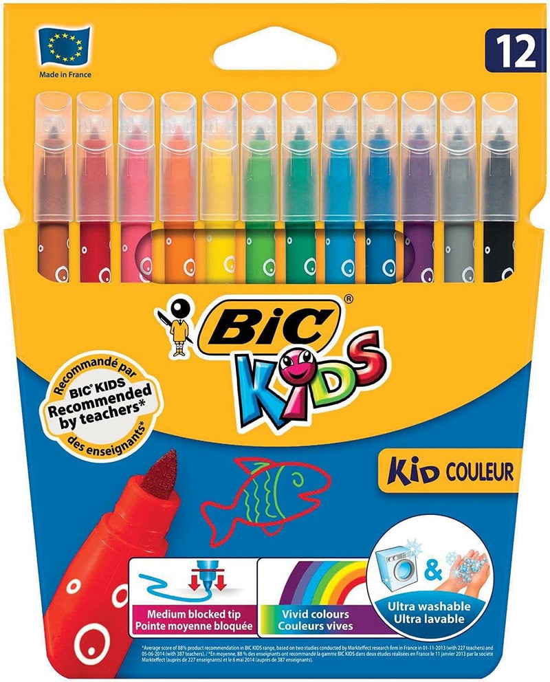Pennarelli Bic Kids Couleur con Inchiostro Ultra Lavabile - 12 pezzi (2 OMAGGIO)