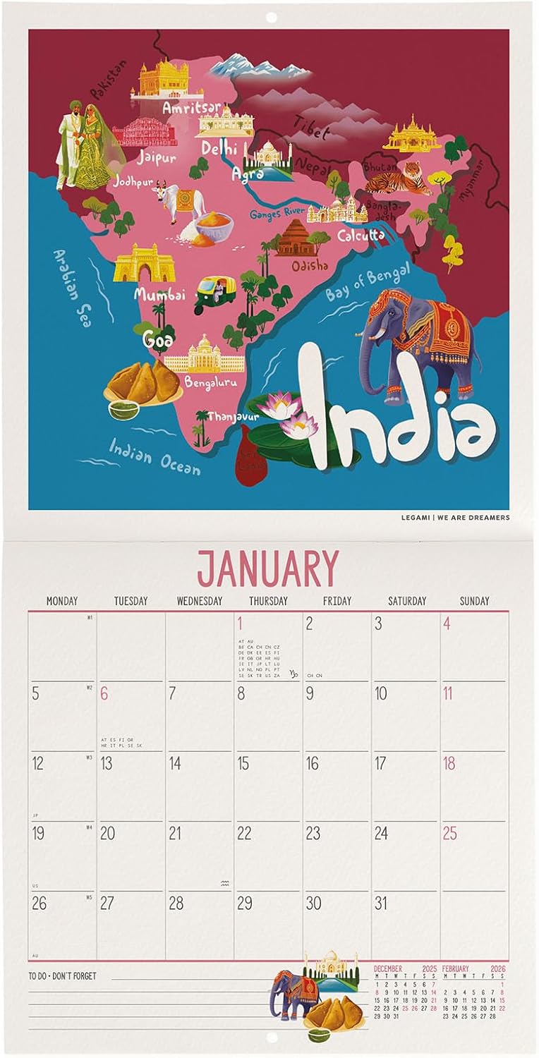 Calendario da Parete 12 Mesi Legami con Planner Annuale 2026 Let&