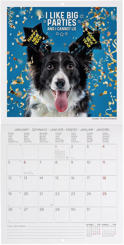 Calendario da Parete 12 Mesi Legami con Planner Annuale 2026 Dogs 18 x 18 cm