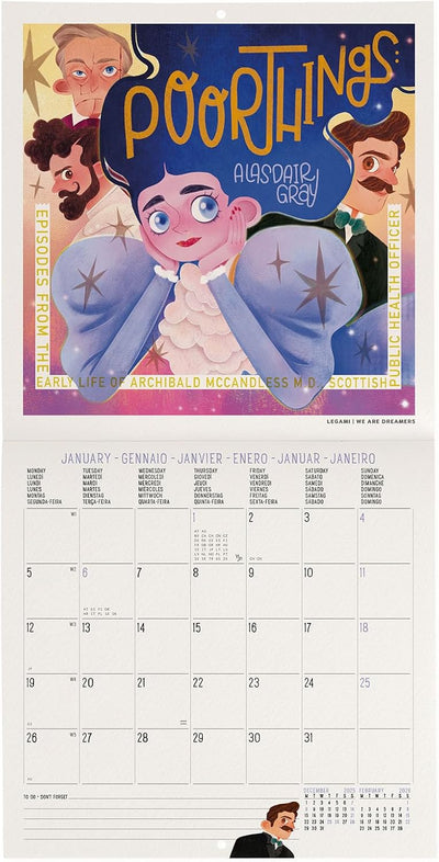 Calendario da Parete 12 Mesi Legami con Planner Annuale 2026 Book Lover's 18 x 18 cm