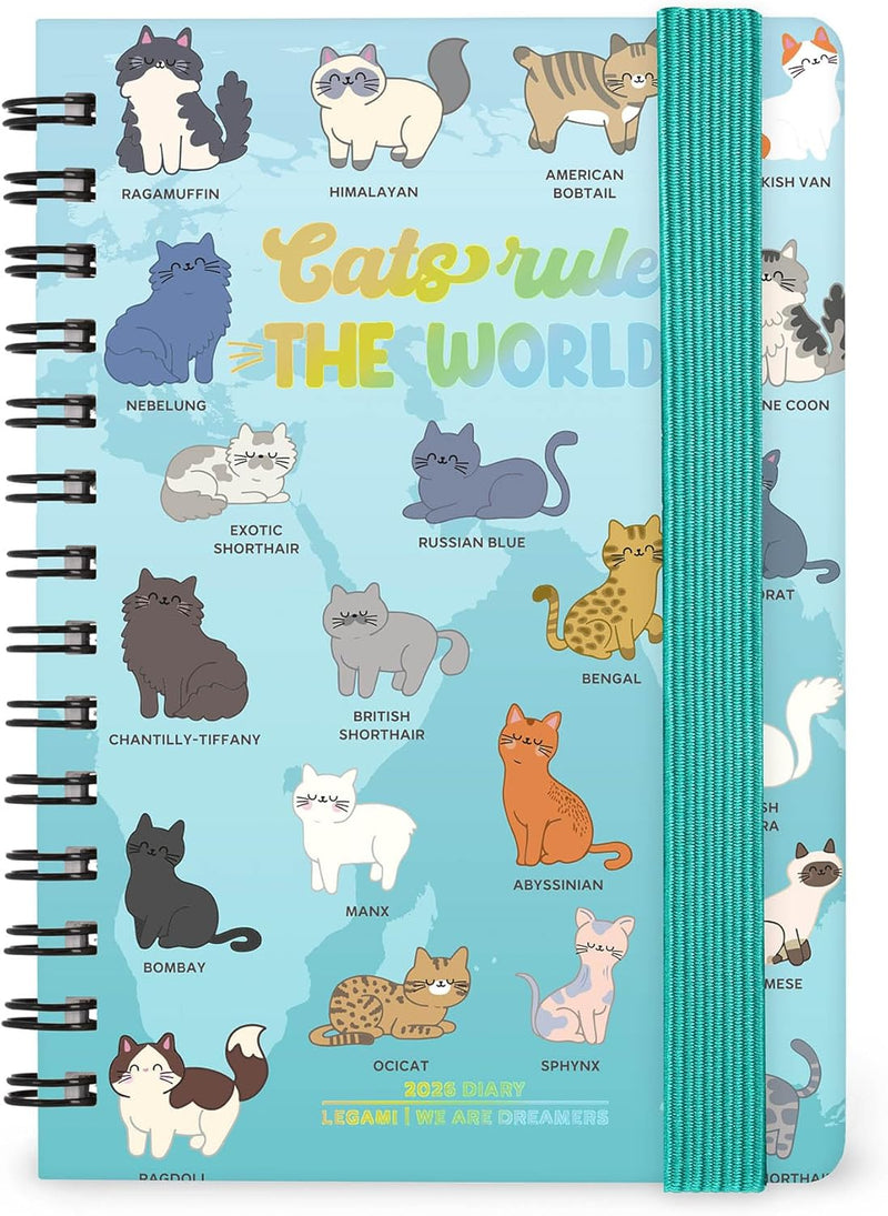 Agenda 12 Mesi Legami Settimanale Small Spiralata 2026 Kitty con Chiusura ad Elastico