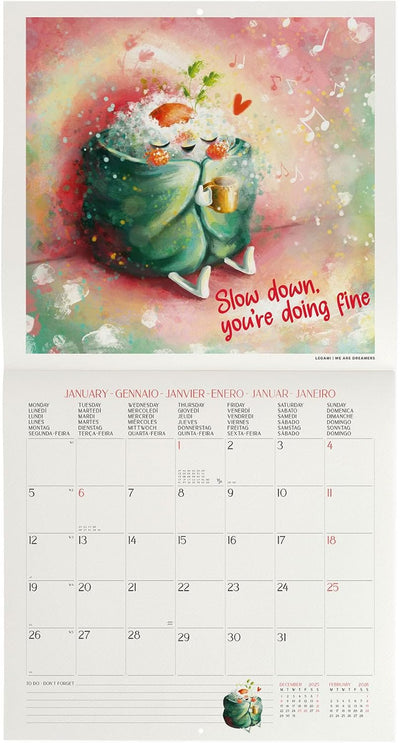 Calendario da Parete 12 Mesi Legami con Planner Annuale 2026 Good Vibes Only 30 x 29 cm