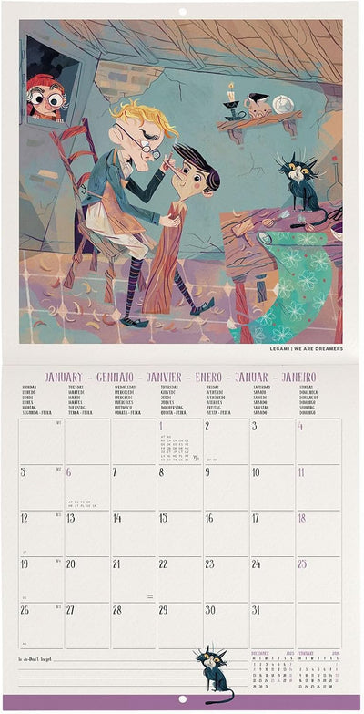 Calendario da Parete 12 Mesi Legami con Planner Annuale 2026 Pinocchio 18 x 18 cm