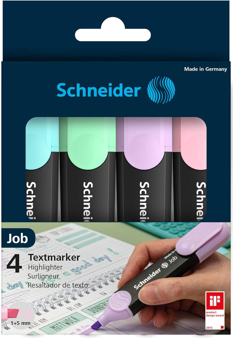 Evidenziatori Schneider Job Pastel - 4 pezzi