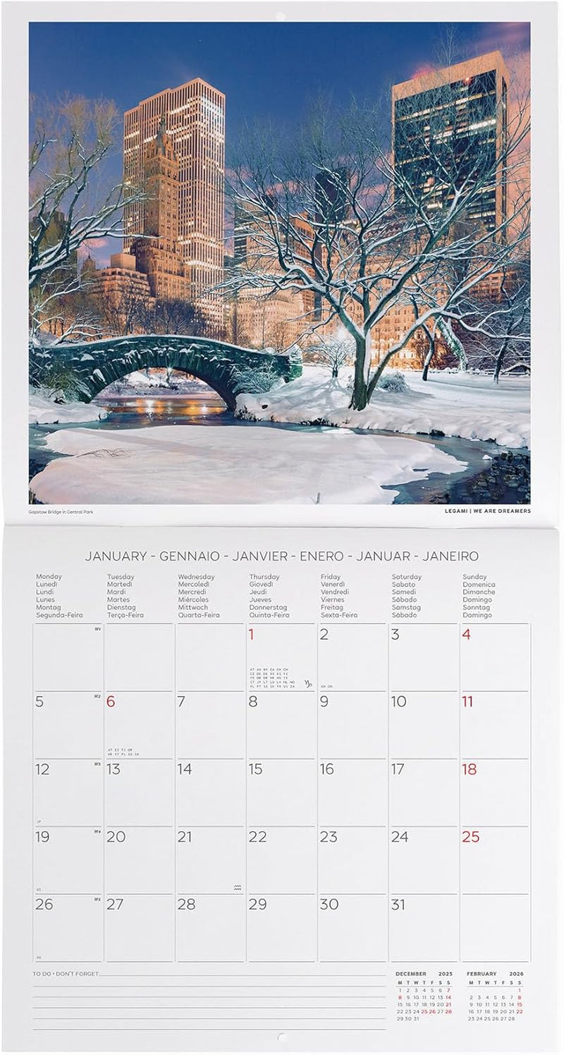 Calendario da Parete 12 Mesi Legami con Planner Annuale 2026 New York 30 x 29 cm