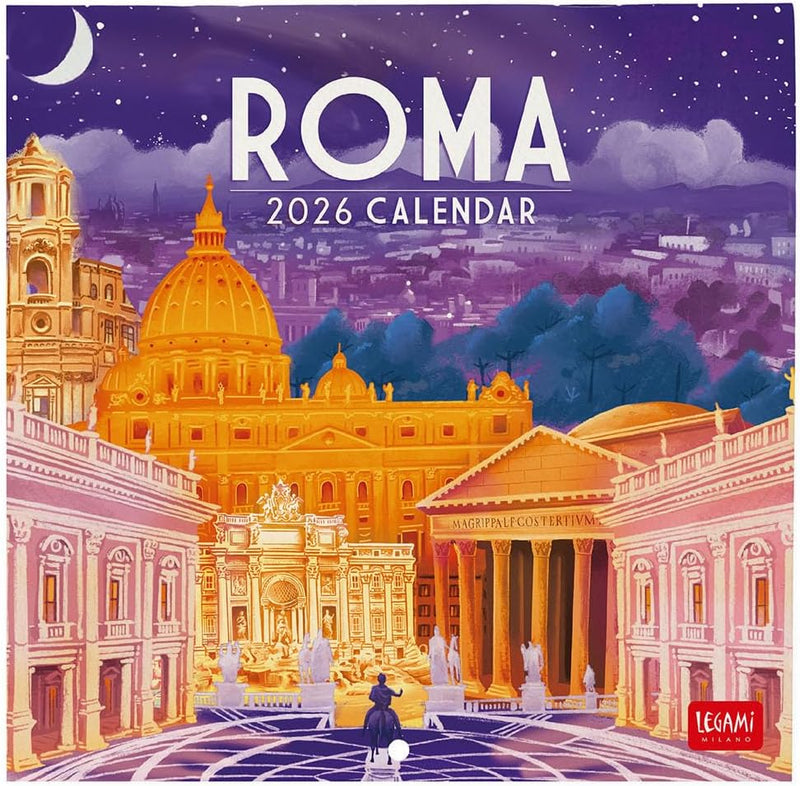 Calendario da Parete 12 Mesi Legami con Planner Annuale 2026 Rome 18 x 18 cm