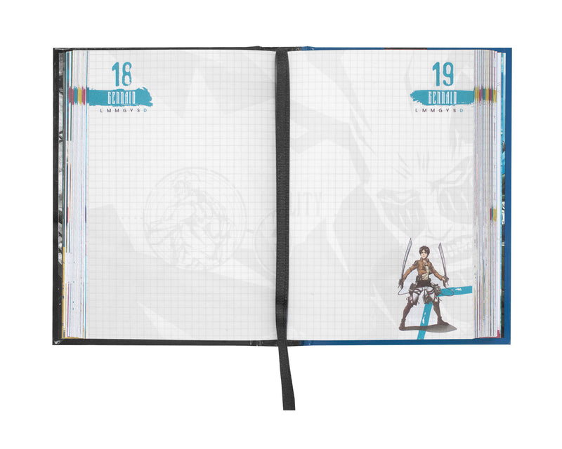 Diario Super 12 Mesi 2024 Medium Blu Attack on Titan