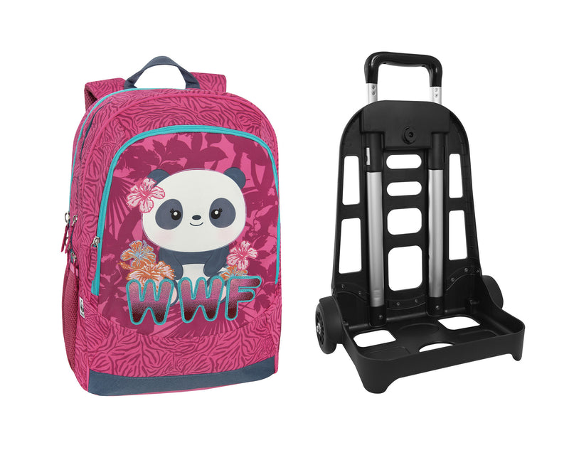 Zaino Organizzato Trolley Staccabile WWF Illustrato Panda