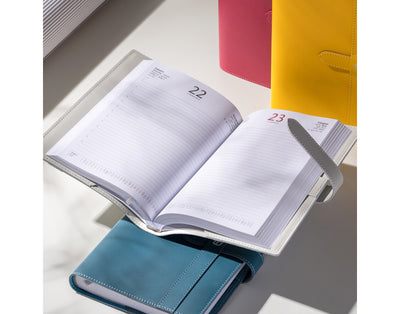 Agenda 12 Mesi Giornaliera 2026 Intempo Elegance Intercambiabile in Pelle con Laccio Grigio 15 x 21 cm