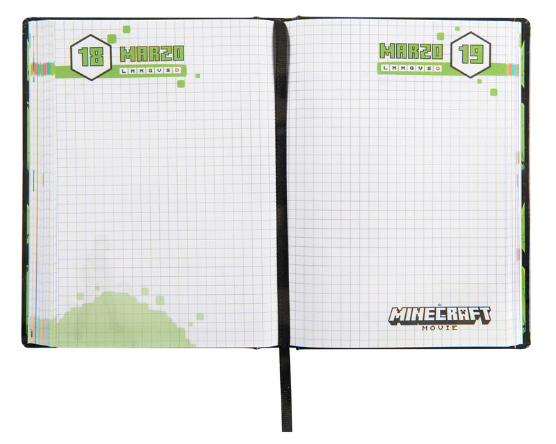 Diario 12 Mesi 25/26 Standard Non Datato Pixel Nero Minecraft Movie