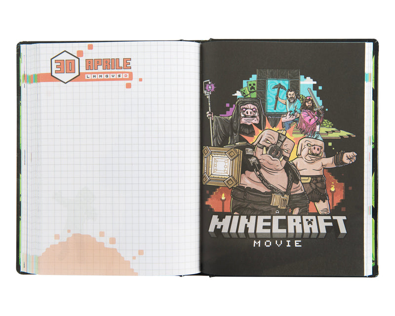 Diario 12 Mesi 25/26 Standard Non Datato Pixel Nero Minecraft Movie