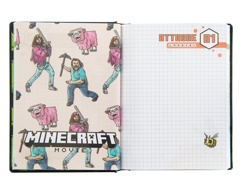 Diario 12 Mesi 25/26 Standard Non Datato Pixel Nero Minecraft Movie