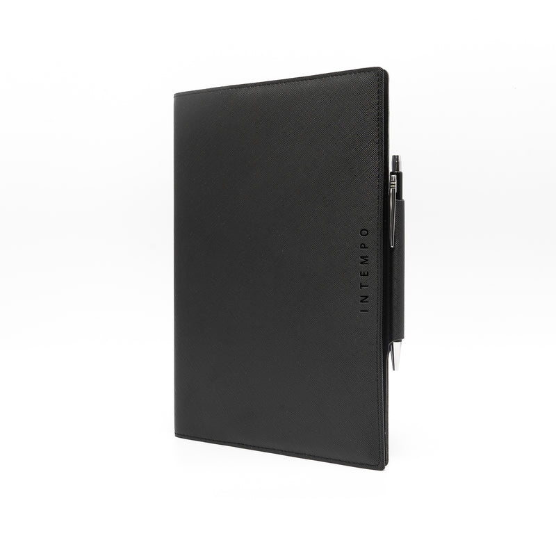 Agenda 12 Mesi Settimanale 2026 Intempo Saffiano Intercambiabile in Similpelle Rigata Nero 17 x 24 cm