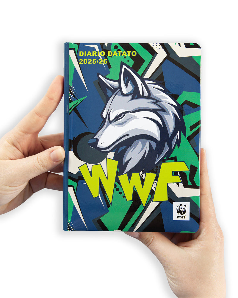 Diario 12 Mesi 25/26 Standard Lupo WWF Illustrato