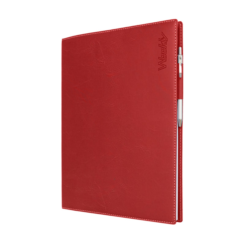 Agenda 12 Mesi Settimanale Intempo Weekly Skin 2026 Intercambiabile in Similpelle Rosso 21 x 30 cm