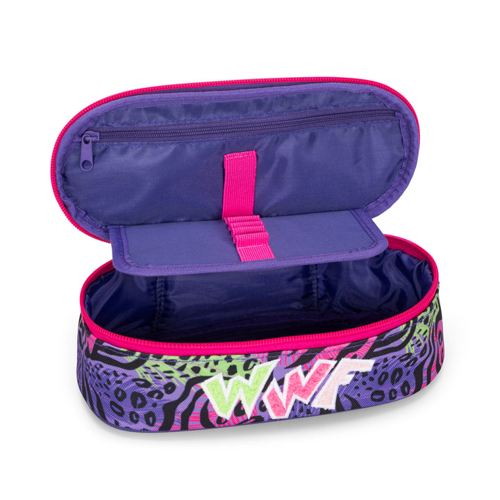 Astuccio Rotondo ISAOA Con Design Panda E Orsetto, Viola - Trousse Portamatite, Portamonete O Beauty Case Per Studenti E Adolescenti - 3