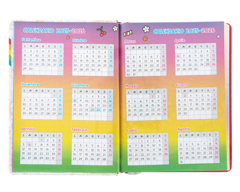 Superdiario Standard Datato 25/26 Tokidoki Rosso