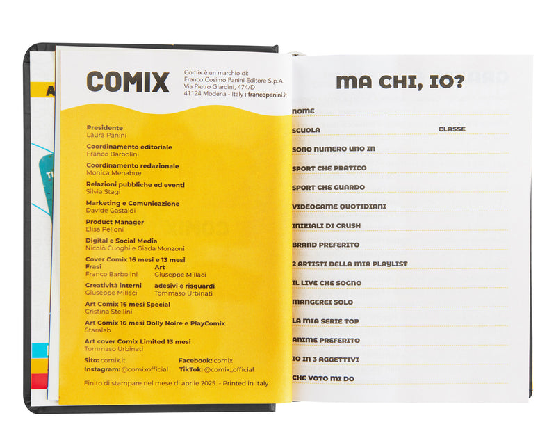 Diario Comix 16 Mesi 25/26 Mini Black&Silver