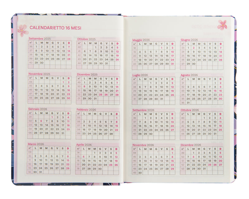 Agenda Settimanale 13 Mesi Turnowsky Dark Flowers